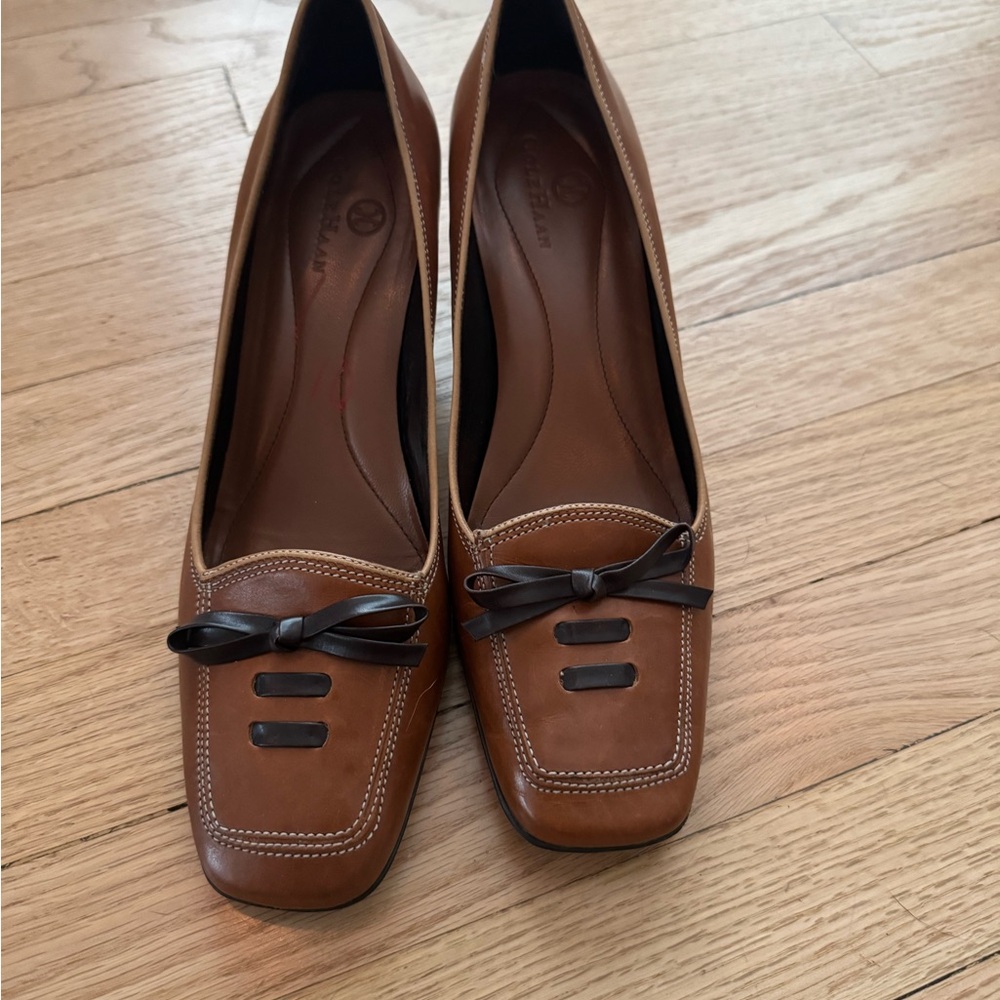 Cole Haan Brown Leather Loafers with Black Accents
